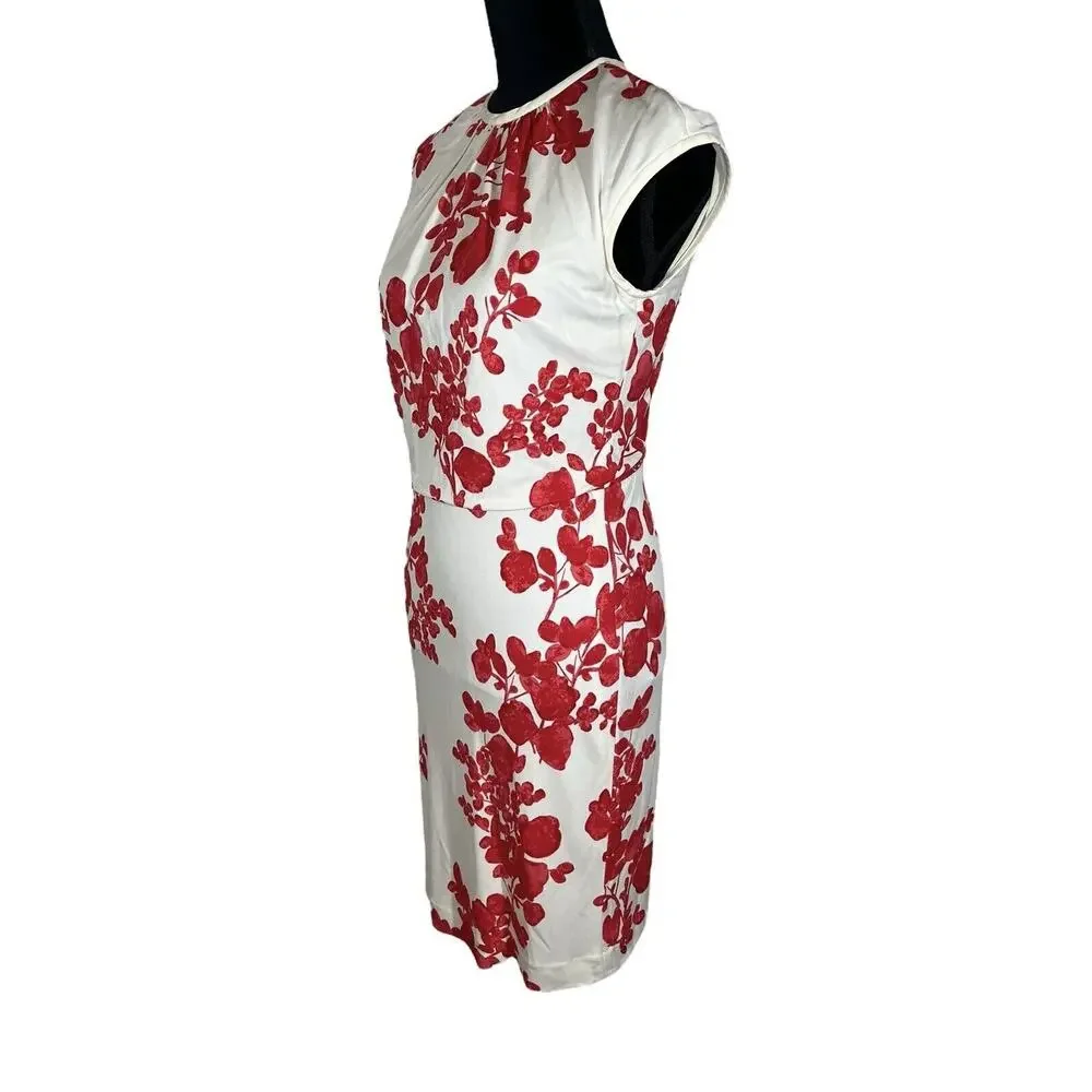 Tory Burch Lydie Flora Print Pencil Slim Dress Romantic Workwear Chic Size XS